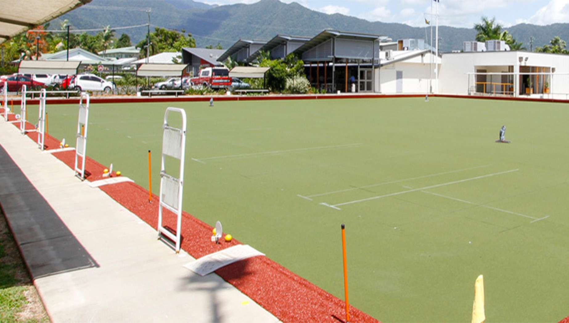Lawn bowls at Fuller Sports Club with lush green synthetic surface Edmonton Cairns